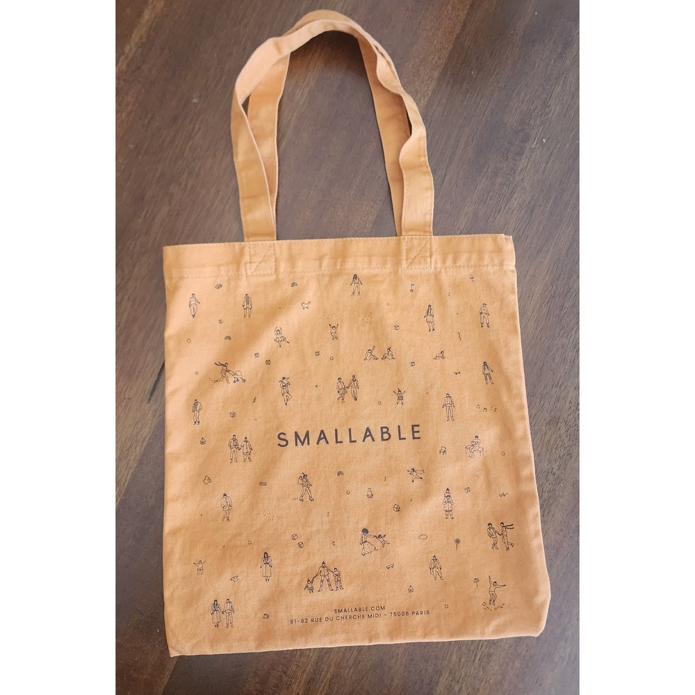 Smallable Paris Camel Color Graphic Print Canvas Tote Bag, Everyday Carryall‎